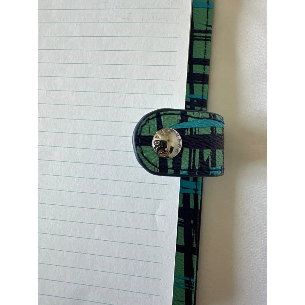 Vera Bradley Navy/Teal Art Plaid Snap Close Journal Notebook